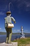 Photo: Atlantic Salmon Statue With Fisherman Restigouche River Campbellton