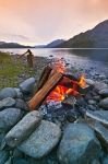 Photo: Nimpkish Lake Scenic Campfire Sunset