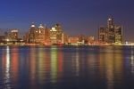 Photo: Detroit Michigan Illuminated Dusk Skyline Picture