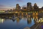 Photo: Downtown Montreal Dusk Lighting Jacques Cartier Basin Quebec