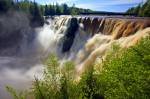 A week or more of heavy rain during spring in the Thunder Bay region of Ontario, Canada makes for a torrent of water at Kakabeka Falls. Kakabeka Falls in the Provincial Park of the same name, was at near full capacity during a spring flood.