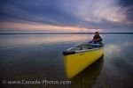 Photo: Lake Audy Sunset Woman Canoeing Riding Mountain National Park