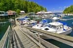 During the summer months the marina at Telegraph Cove on Northern Vancouver Island is full to the brim with leisure boats. Some boaters are passing through, only staying a night or two while others have a permanent place to moor their boats.
