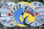 Beautiful artwork of a whale by Canadian first nations in Canada, North America.
