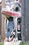 Detail of a native totem on Queen Charlotte Islands in British Columbia in Canada.