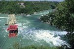 A Spanish Aero Car crosses the Niagara River at the Niagara Whirlpool, Ontario, Canada.