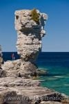 Photo: Sea Stack With Tourist Flowerpot Island Fathom Five National Marine Park