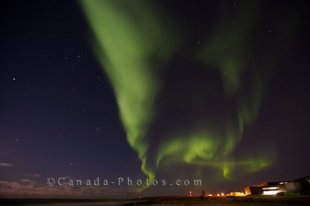 The town of Churchill, Manitoba gets to watch the green lights of the Aurora borealis light up the sky, a picture of nature's miracles.