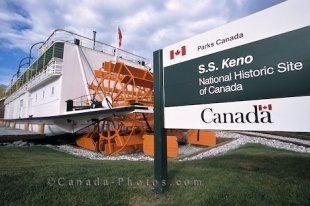 At the National Historic Site in the Yukon Territory, is where the SS Keno riverboat is docked and where you will find information about the boat and its history.