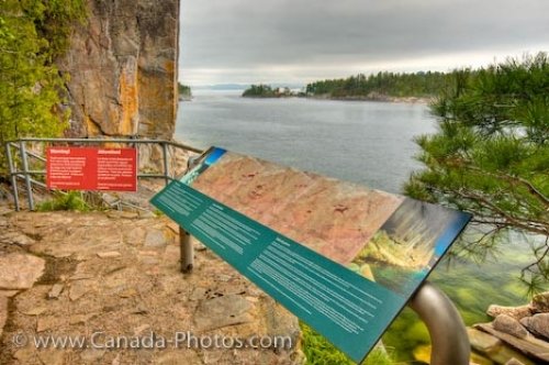 Photo: Agawa Rock Pictographs Information Sign Lake Superior