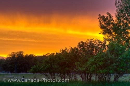 Photo: Fiery Sunset Sky City Of Winnipeg Manitoba Canada