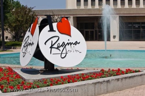 Photo: I Love Regina Sign Queen Elizabeth II Court Saskatchewan