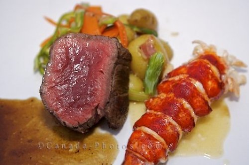 Photo: Lobster Tail Beef Meal Rifflin Hitch Lodge
