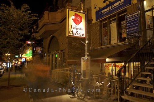 Photo: Montreal Evening Street Lights Rue Saint Denis