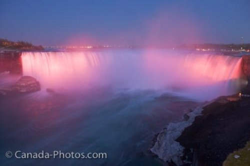 Photo: Niagara Falls Dusk Illumination Scenery Ontario Canada