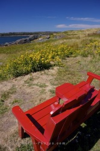 Photo: Red Bench At Cape Forchu