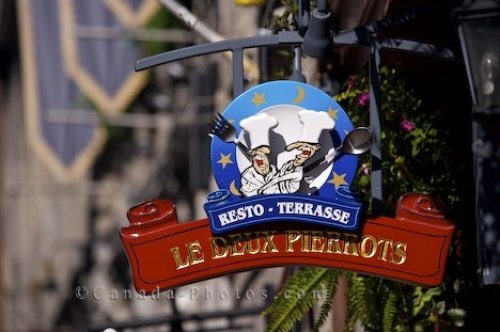 Photo: Restaurant Sign Historic Street Old Montreal