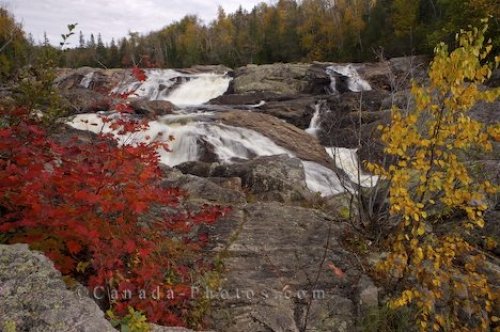 Photo: Waterfall Autumn Trees Sand River Ontario