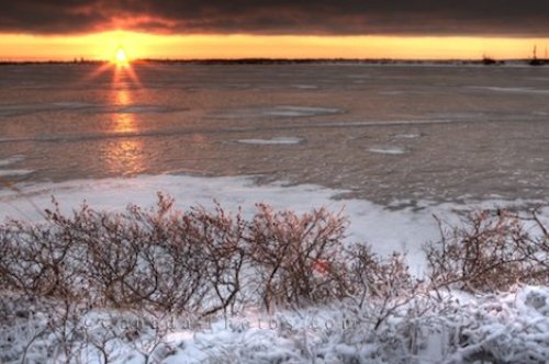 Photo: Winter Lake Sunset Hudson Bay Manitoba