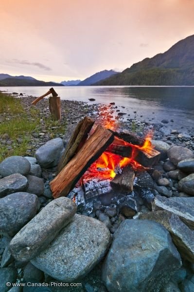 Photo: Nimpkish Lake Scenic Campfire Sunset