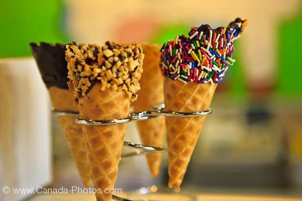 Photo: Chocolate dipped waffle ice cream cones