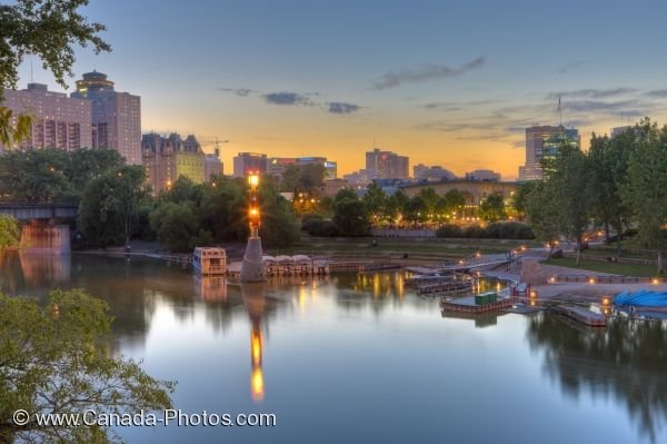 Photo: The Forks Waterfront Sunset City Of Winnipeg Manitoba